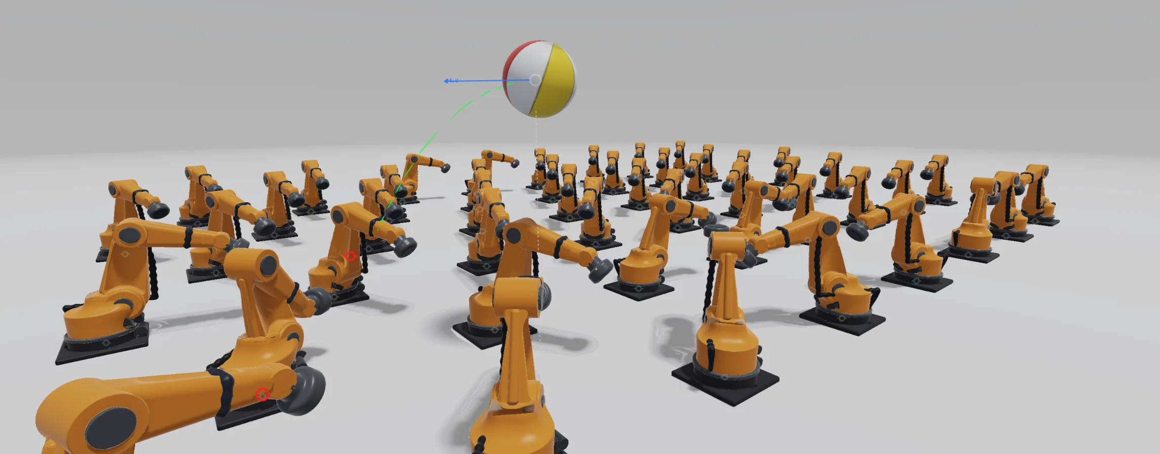 Forty robot arms rendered live in Sentinel